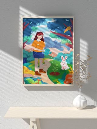 绿色创意公益植树节卡通312保护环境宣传插画