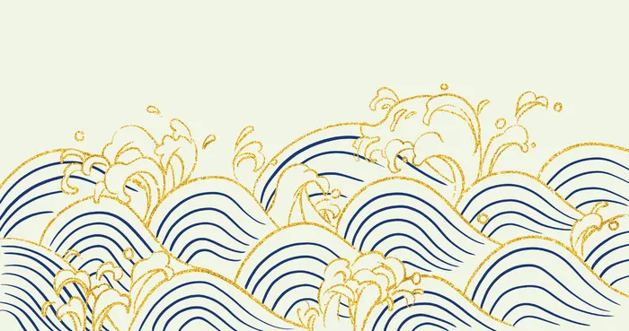 中国风鎏金浪花波浪矢量psd模版下载