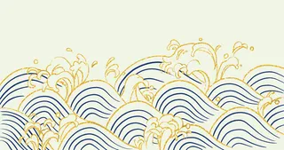 中国风鎏金浪花波浪矢量