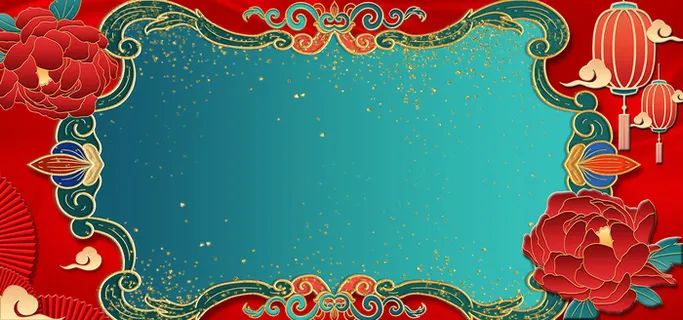 中国风国潮宫廷复古祥云锦鲤花卉扇子BANNER海报背景PSD素材