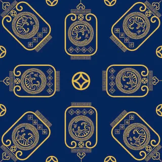 春节新年中国风虎年老虎元素平铺背景大图插画AI矢量设计素材