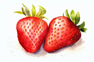 草莓水彩画插画