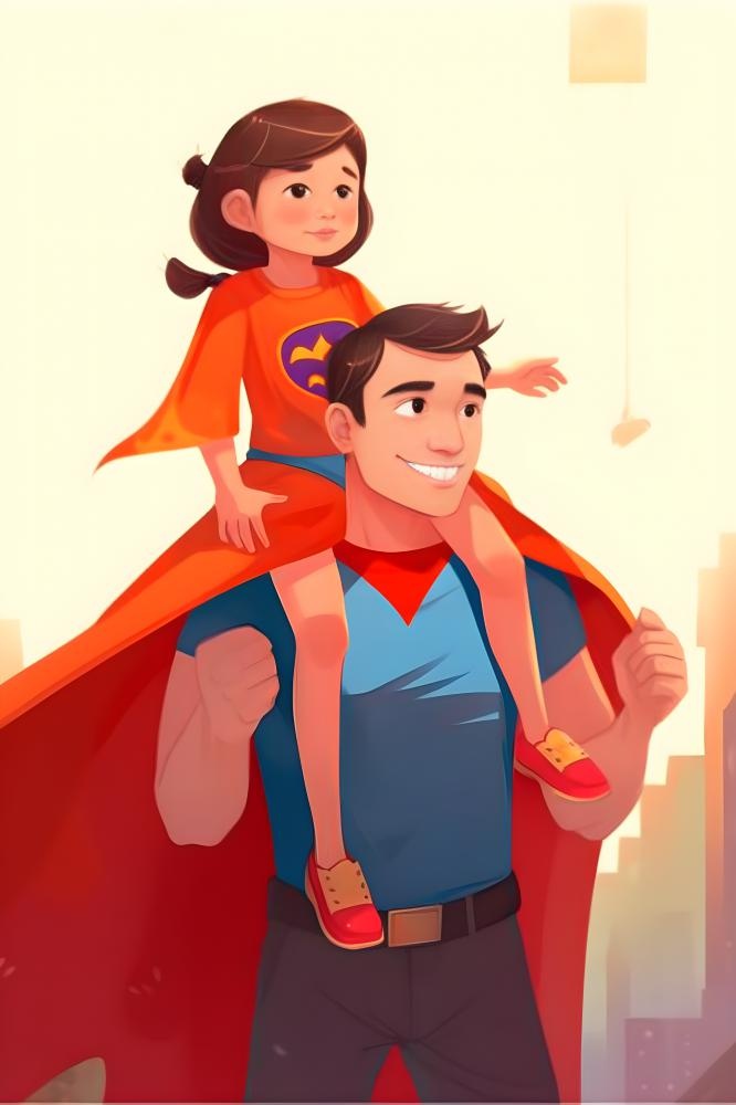 超人爸爸和孩子背景