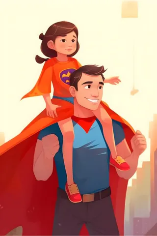 超人爸爸和孩子背景