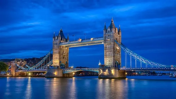 英格兰泰晤士河夜景风景图片