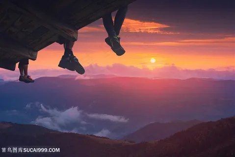 自然景色与坐在木板的人物 自然景色与坐在木板的人物