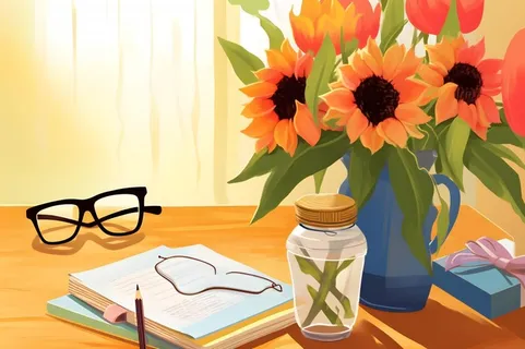 鲜花阳光书籍温馨唯美背景