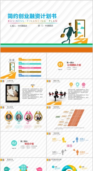 简约创业融资计划书PPT模板