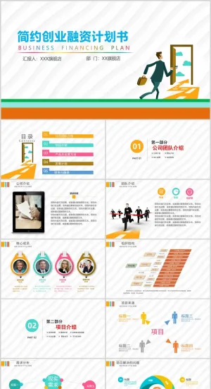 简约创业融资计划书PPT模板预览图