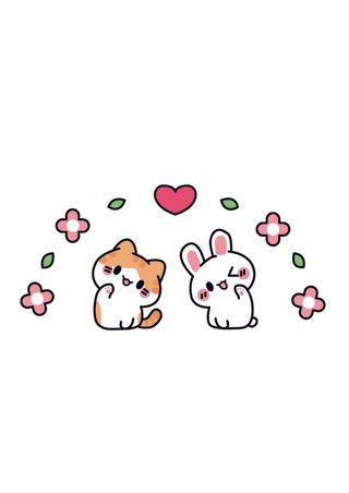 手绘猫猫兔兔排排做