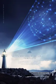 科技城市建筑深蓝色海报