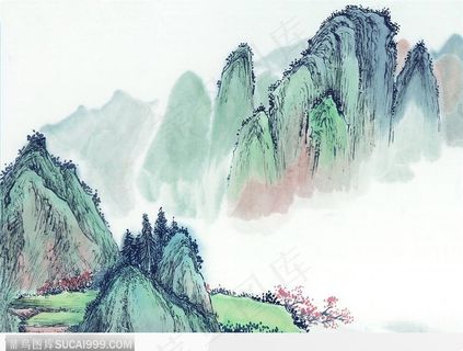 水墨雄伟的山峰