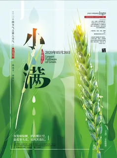 原创清新小满节气海报