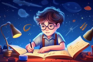 学生晚上复习知识学习背景