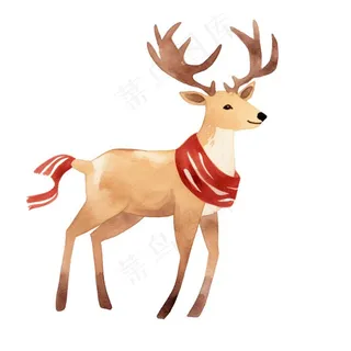 圣诞驯鹿麋鹿动物卡通插画免抠