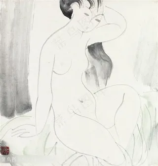 林风眠手绘裸体美女装饰画