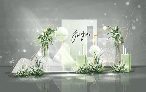 白绿色婚礼效果图