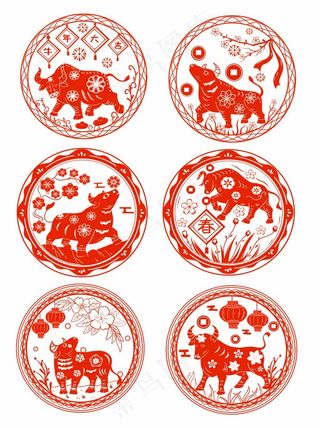 牛年剪纸 剪纸风元素