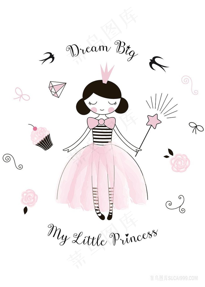 矢量甜点公主手绘插画