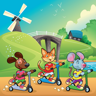 卡通风景小老鼠