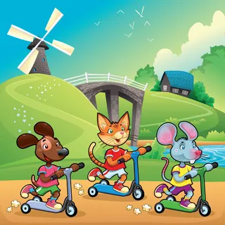 卡通风景小老鼠