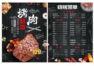 烤肉美食餐厅宣传菜单菜谱海报