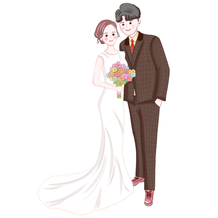 婚纱卡通人物婚礼白纱结婚婚纱摄影手绘
