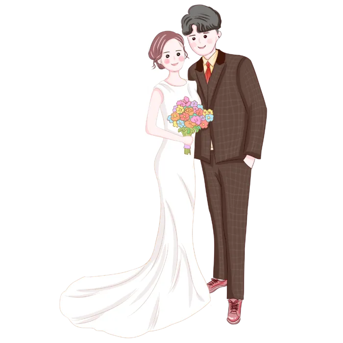 婚纱卡通人物婚礼白纱结婚婚纱摄影手绘