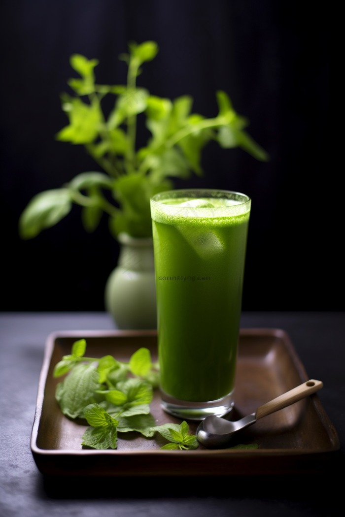 抹茶饮料薄荷摄影图