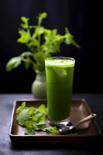 抹茶饮料薄荷摄影图