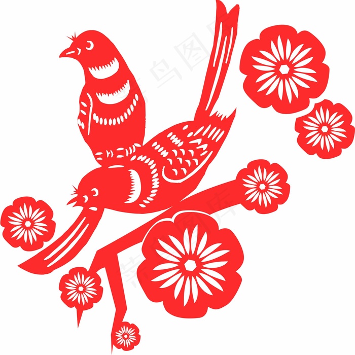 鸟剪纸 剪纸风元素