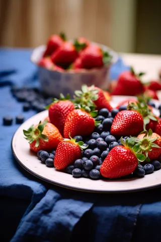 蓝莓草莓有机水果下午茶摄影图