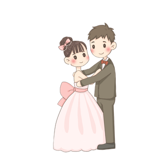 婚纱卡通人物婚礼白纱结婚婚纱摄影手绘
