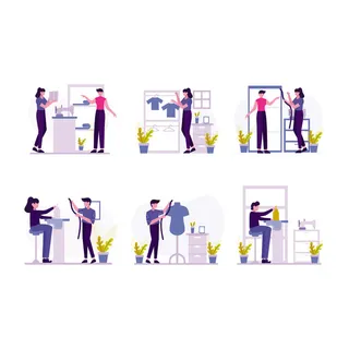 扁平化人物场景办公互联网等距ai矢量设计网页海报UI素材插画