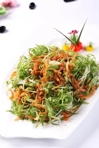 苦菊拌丁香鱼 (1)