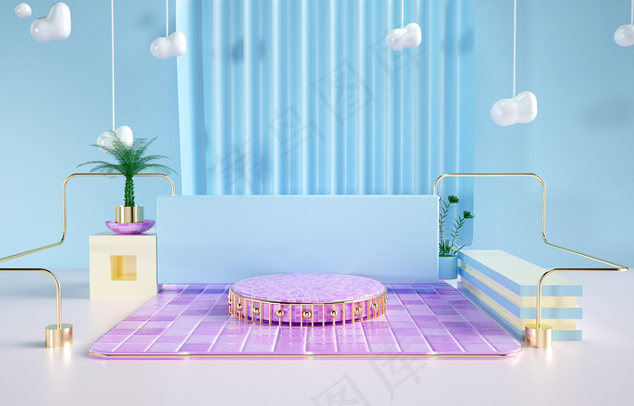 C4D电商场景模型渲染背景