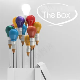 盒子里的灯泡铅笔创意高清图片