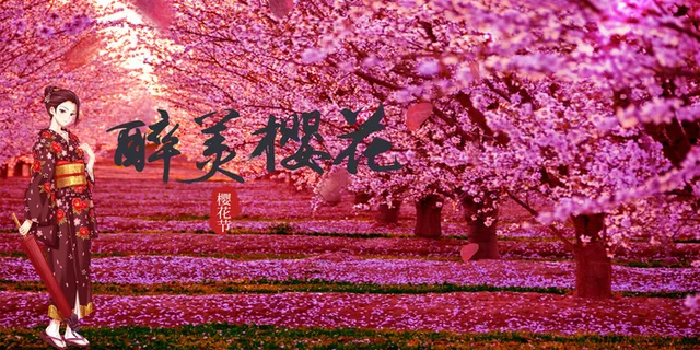 全国樱花节背景