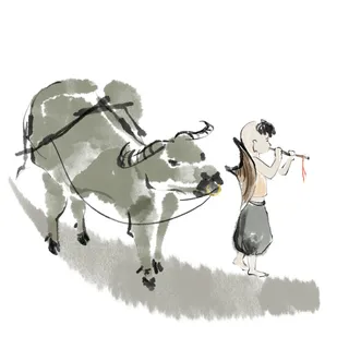 清明清明节卡通牧童和牛 清明清明节卡通牧童和牛