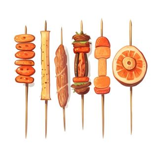 烧烤烤肉串插画免抠