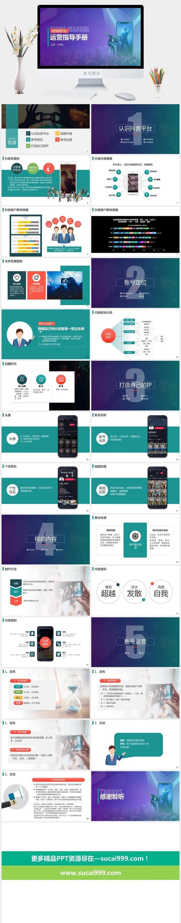 抖音短视频运营课件ppt教程策划推广营销方案PPT模板培训教学案例