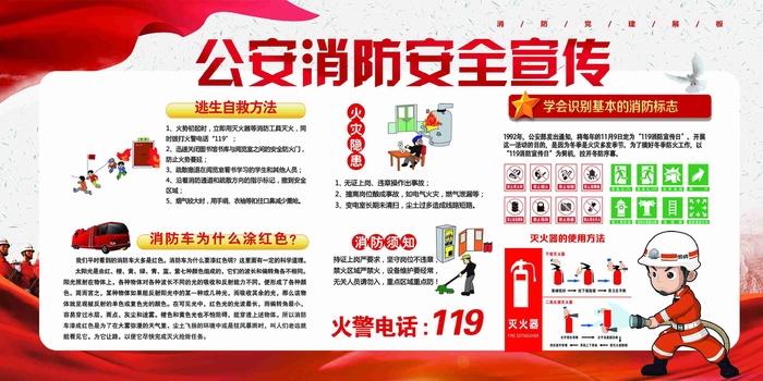 党建消防知识安全宣传双面套系展板2
