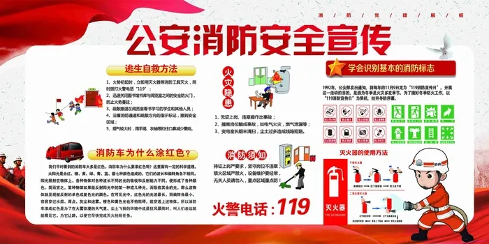 党建消防知识安全宣传双面套系展板2psd模版下载