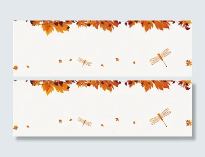 秋叶与蜻蜓横幅PSD素材