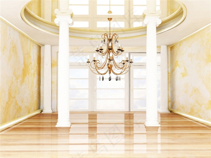 客厅欧式古典大灯高清图片