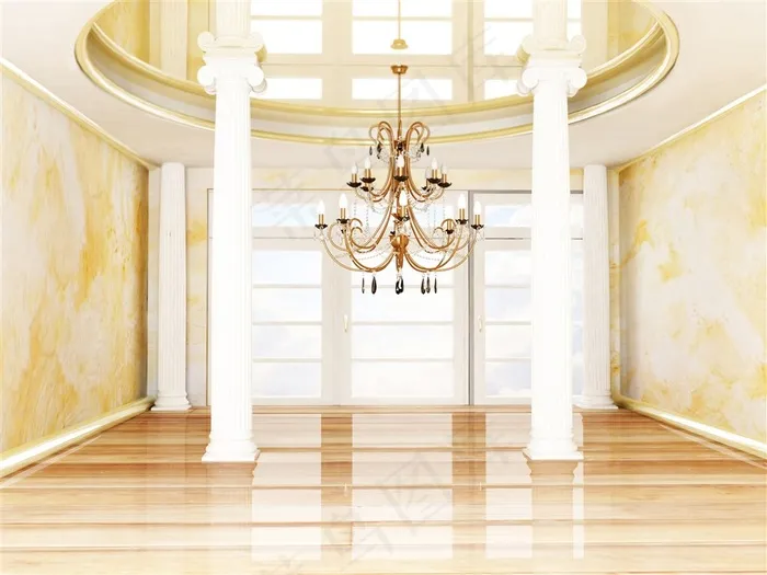 客厅欧式古典大灯高清图片