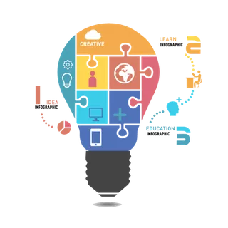 拼图灯泡卡通简笔