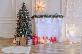 圣诞节圣诞壁炉圣诞树室内场景(45)