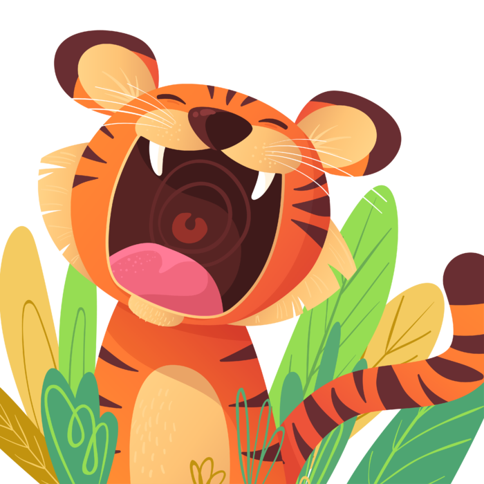 卡通小老虎PNG免抠插画素材可爱动物老虎插画贴图PNG免抠设计素材