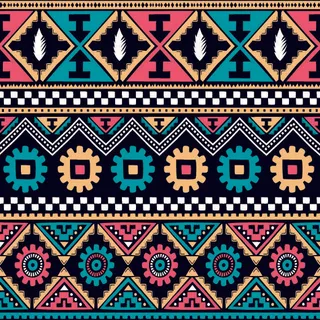 少数民族藏族特色花纹波西米亚风纹理背景图案设计AI矢量图片素材